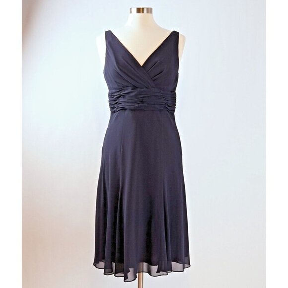 Chaps Dresses & Skirts - CHAPS Navy Chiffon Tie Back Dress - 10 - EUC